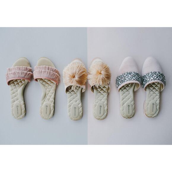 Birdies The Songbird Snow Crystal Velvet Bridal Slides - Size 7 - Picture 11 of 13